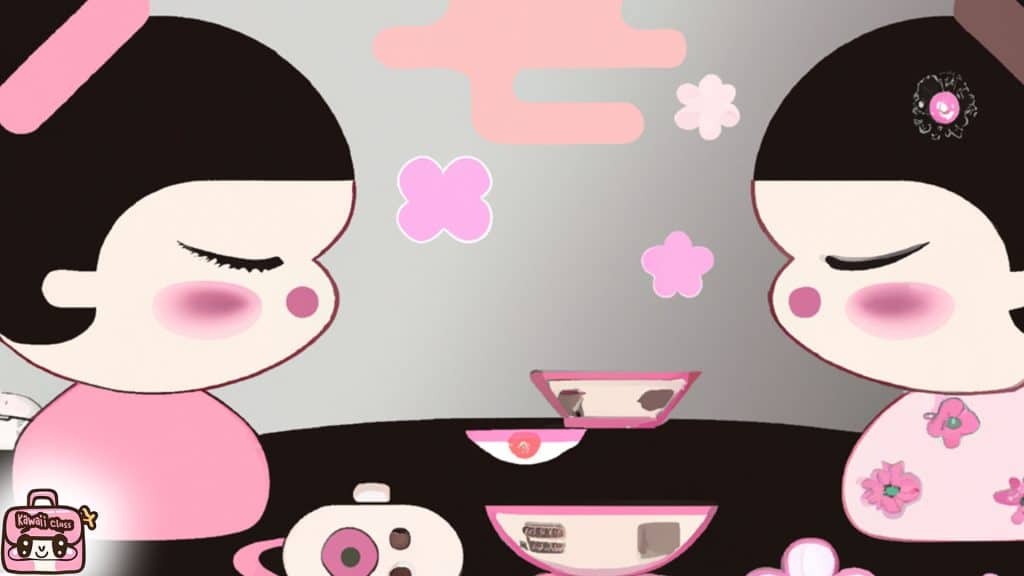 Meaning of the Word Kawaii Kids Playing Tea